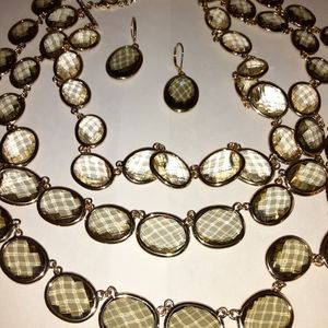 Bob Mackie Triple Strand Necklace and Earring Set